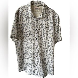 🐟 🎣 NWT Lake & Trail Men's Blue Fish Print Shirt size L